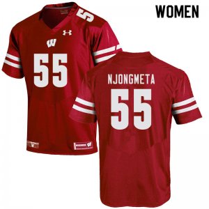 Women's Wisconsin Badgers NCAA #55 Maema Njongmeta Red Authentic Under Armour Stitched College Football Jersey AS31R02ND